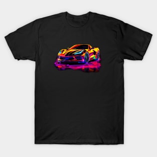 Amplify Orange C8 Corvette racecar refection Supercar Sports car Racing car T-Shirt